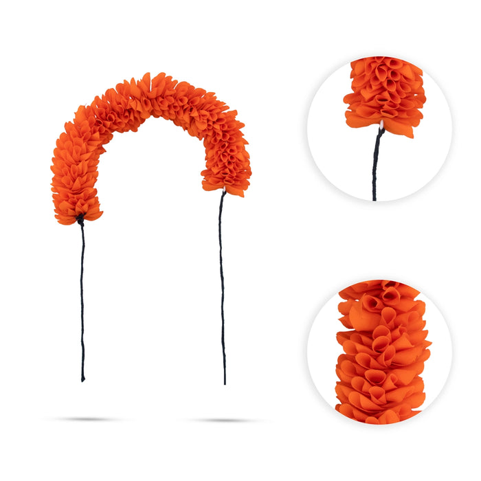 Artificial Flower - 11 Inches | Orange Colour Hair Flower/ Artificial Gajra for Deity Decor