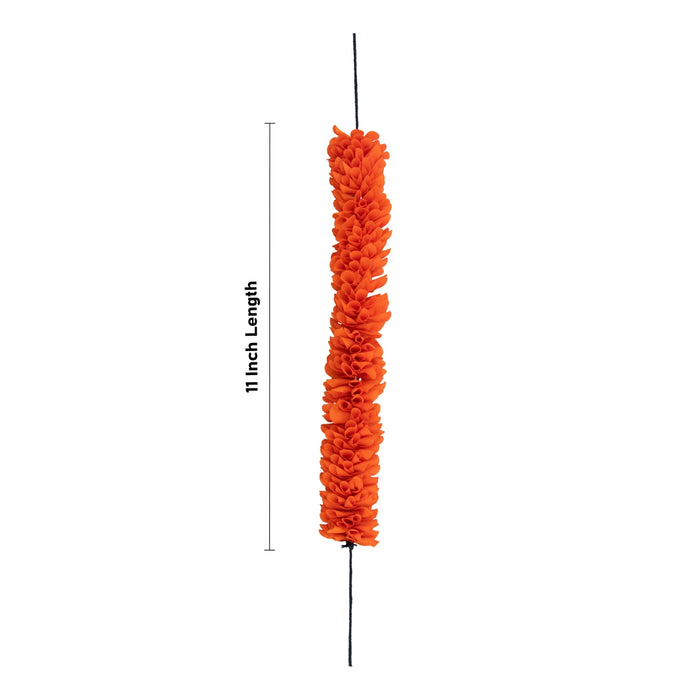 Artificial Flower - 11 Inches | Orange Colour Hair Flower/ Artificial Gajra for Deity Decor