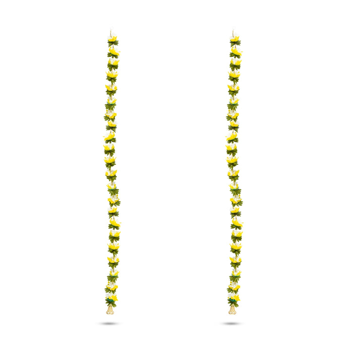 Side Toran Pair - 50 Inches | 2 Pcs/ Side Thoran/ Lotus Design Artificial Toran for Door Decor - Toran