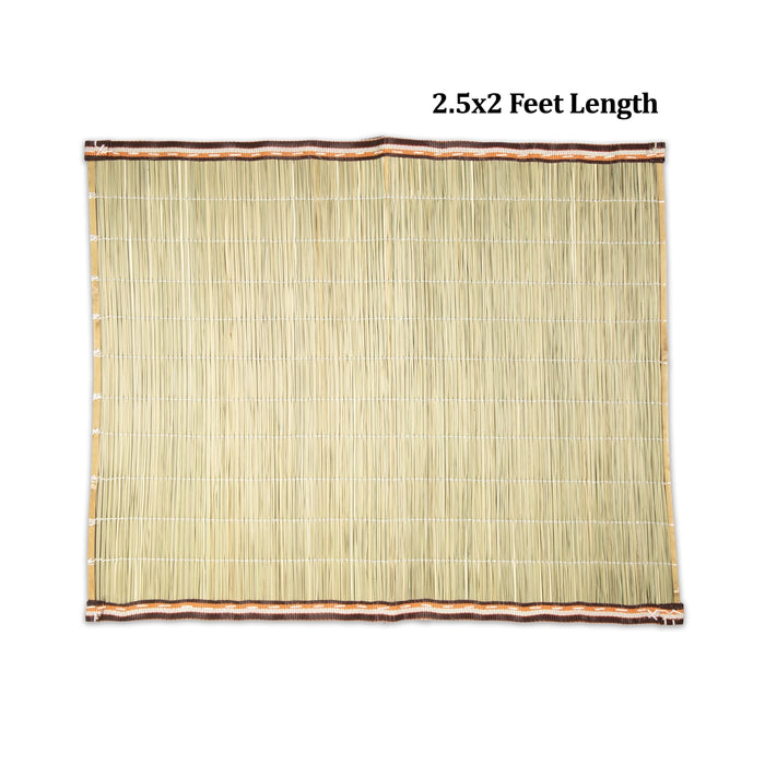 Darbasanam with Border - 2.5 x 2 Feet | Handmade Korai Pai/ Yoga Mat for Meditation - Yoga Mat & Aasan