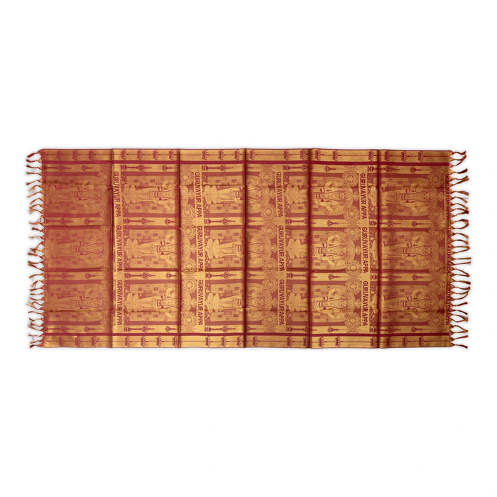 Shawls - 2 Mtrs | Silk Cloth Ponnada Shawl / Guruvayurrapan Design Ponnada Cloth For Pooja Decor - Shawls & Towels