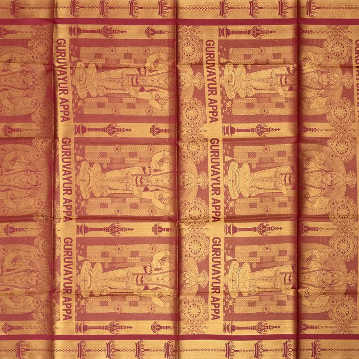 Shawls - 2 Mtrs | Silk Cloth Ponnada Shawl / Guruvayurrapan Design Ponnada Cloth For Pooja Decor - Shawls & Towels
