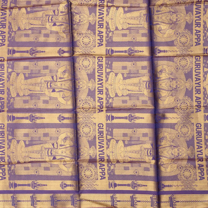 Shawls - 2 Mtrs | Silk Cloth Ponnada Shawl / Guruvayurrapan Design Ponnada Cloth For Pooja Decor - Shawls & Towels