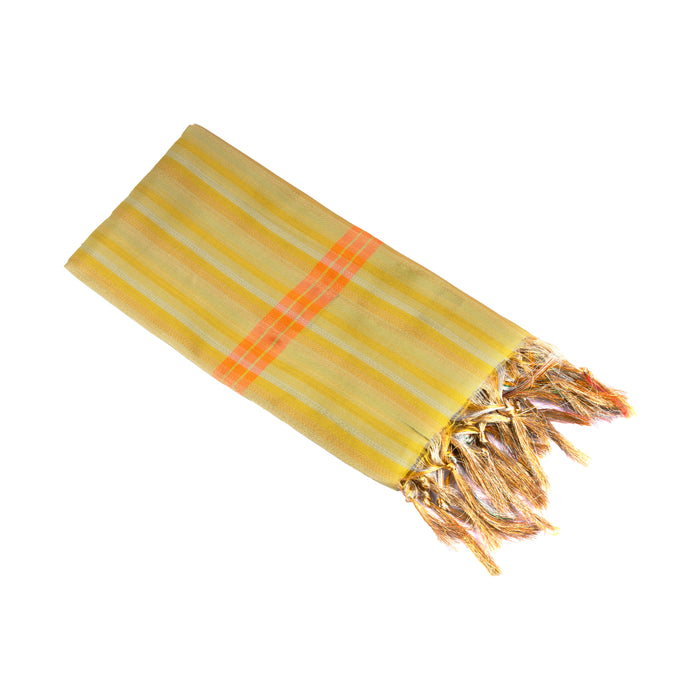 Shawl  - 2.25 Mtr - Tishu Warp Stripe| Ponnadai Jari Shawls for Men/ Assorted Colour and Design - Shawls & Towels