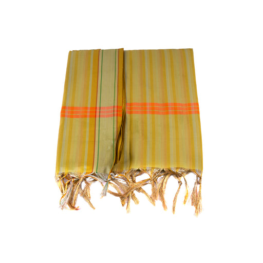 Shawl  - 2.25 Mtr - Tishu Warp Stripe| Ponnadai Jari Shawls for Men/ Assorted Colour and Design - Shawls & Towels