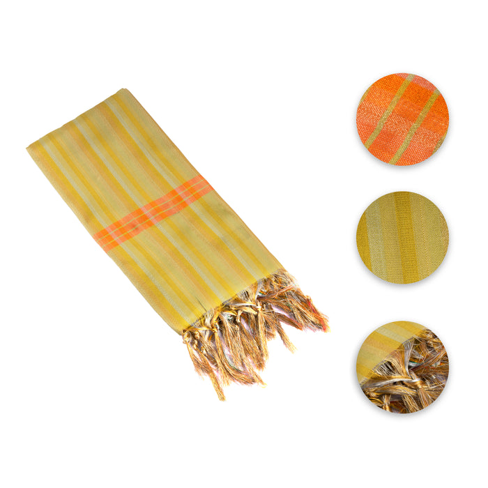 Shawl  - 2.25 Mtr - Tishu Warp Stripe| Ponnadai Jari Shawls for Men/ Assorted Colour and Design - Shawls & Towels