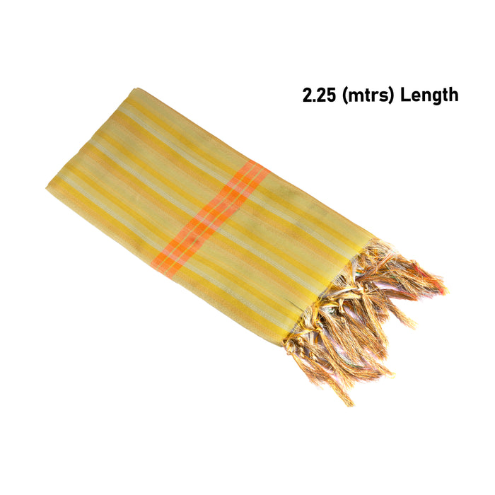 Shawl  - 2.25 Mtr - Tishu Warp Stripe| Ponnadai Jari Shawls for Men/ Assorted Colour and Design - Shawls & Towels