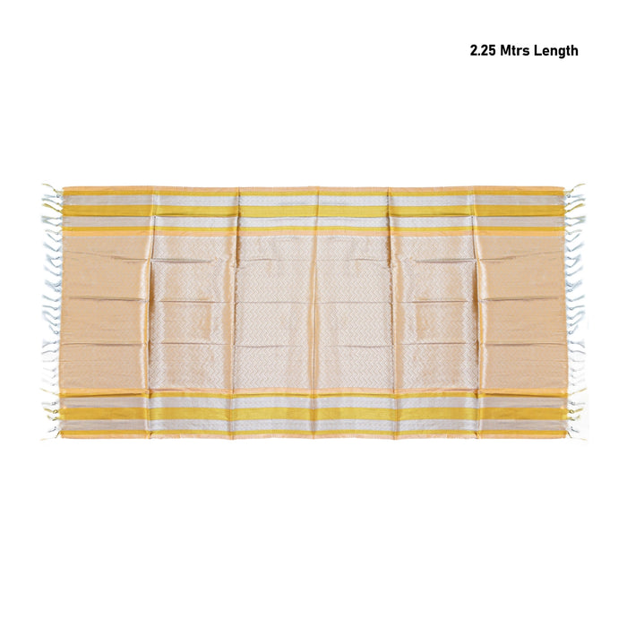 Ponnadai Shawl - 2.25 Mtrs | Angavastram/ Silver Colour Jari Design Towel/ Ponnada Shawl for Men & Women - Shawls & Towels