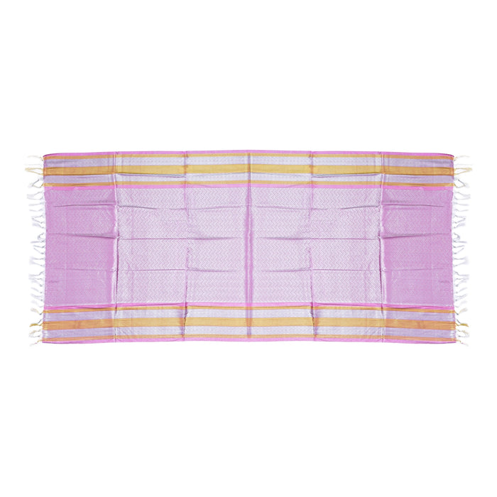 Ponnadai Shawl - 2.25 Mtrs | Angavastram/ Silver Colour Jari Design Towel/ Ponnada Shawl for Men & Women - Shawls & Towels