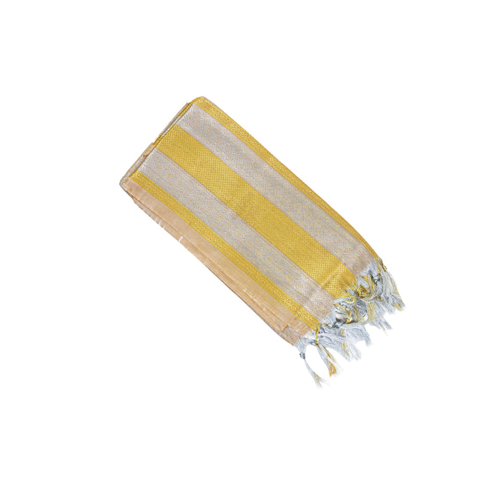 Ponnadai Shawl - 2.25 Mtrs | Angavastram/ Silver Colour Jari Design Towel/ Ponnada Shawl for Men & Women - Shawls & Towels