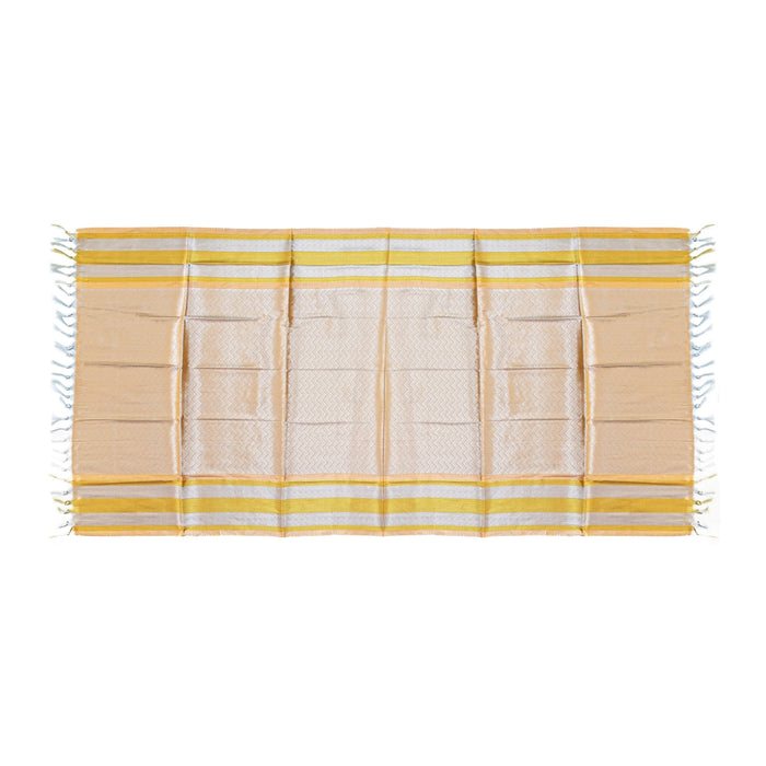 Ponnadai Shawl - 2.25 Mtrs | Angavastram/ Silver Colour Jari Design Towel/ Ponnada Shawl for Men & Women - Shawls & Towels