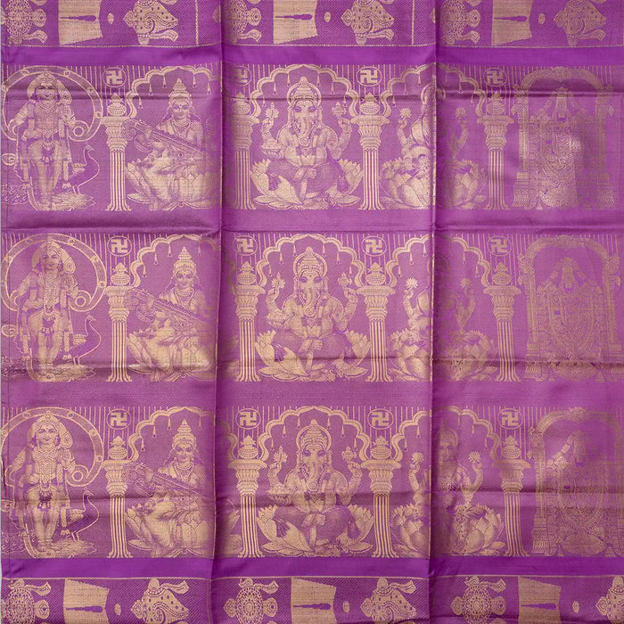 Shawls - 2 Mtrs | Silk Cloth Ponnada Shawl / Five God Design Ponnada Cloth For Pooja Decor - Shawls & Towels