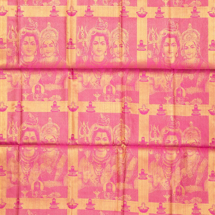 Shawls - 2 Mtrs | Silk Cloth Ponnada Shawl / Siva Sakthi Design Ponnada Cloth For Pooja Decor - Shawls & Towels