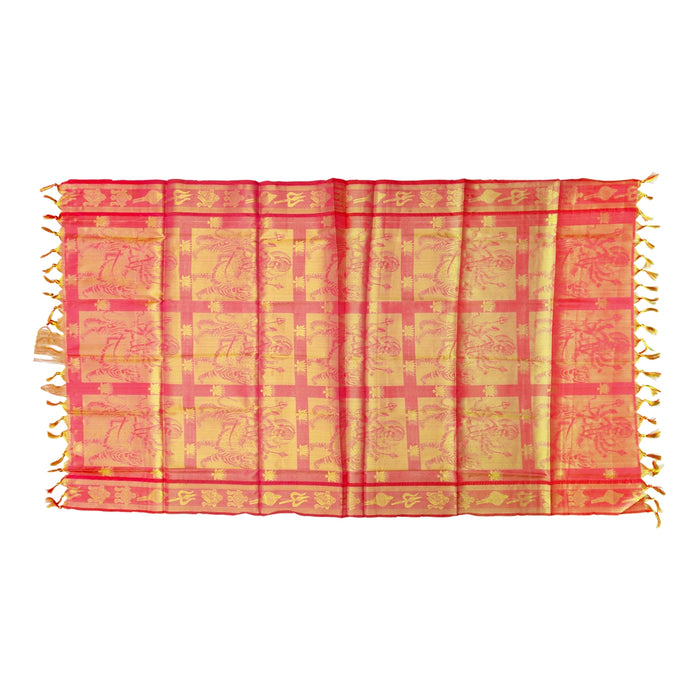 Shawls - 2 Mtrs | Silk Cloth Ponnada Shawl / Durga Devi Design Ponnada Cloth For Pooja Decor - Shawls & Towels