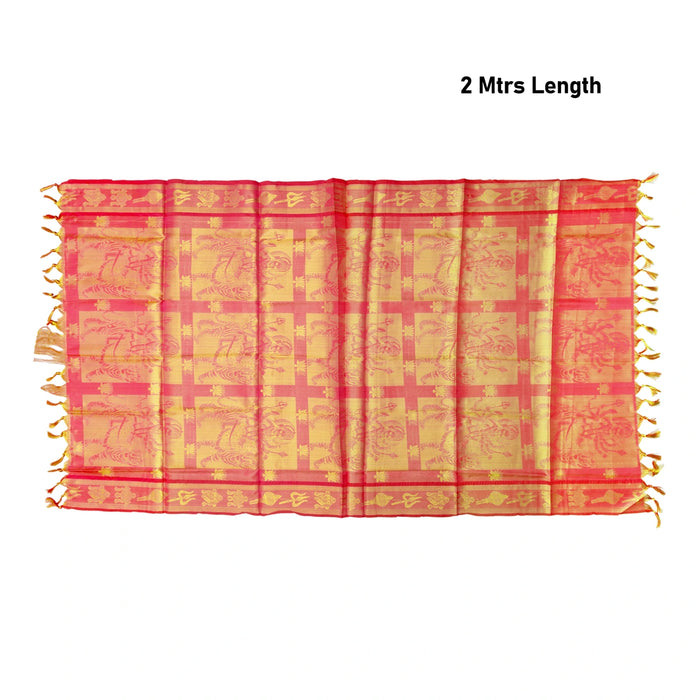 Shawls - 2 Mtrs | Silk Cloth Ponnada Shawl / Durga Devi Design Ponnada Cloth For Pooja Decor - Shawls & Towels