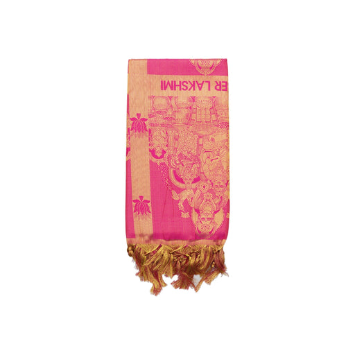 Shawls - 2 Mtrs | Silk Cloth Ponnada Shawl / Kuber Lakshmi Design Ponnada Cloth For Pooja Decor - Shawls & Towels