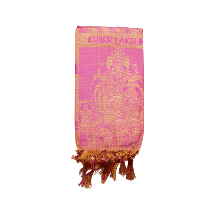Shawls - 2 Mtrs | Silk Cloth Ponnada Shawl / Kuber Lakshmi Design Ponnada Cloth For Pooja Decor - Shawls & Towels