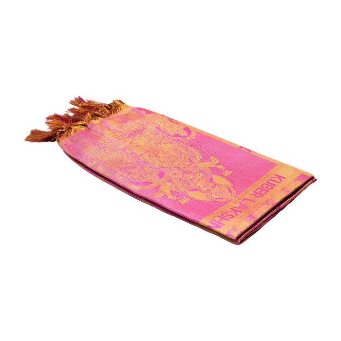 Shawls - 2 Mtrs | Silk Cloth Ponnada Shawl / Kuber Lakshmi Design Ponnada Cloth For Pooja Decor - Shawls & Towels