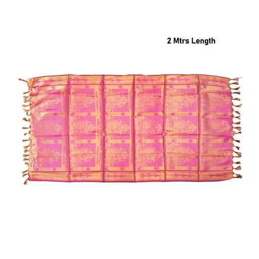 Shawls - 2 Mtrs | Silk Cloth Ponnada Shawl / Kuber Lakshmi Design Ponnada Cloth For Pooja Decor - Shawls & Towels