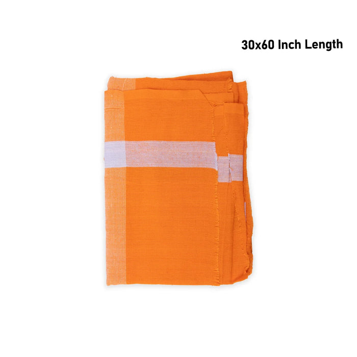 Angavastram - 30 x 60 Inches | Thundu/ Orange Colour Towel/ Melmundu for Mens