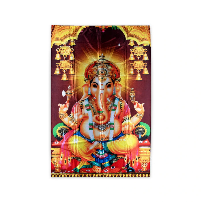 Digital Screen - 4 x 6 Feet | Ganesha Printed Curtain/ Vinayagar Printed Digital Screen for Pooja Room