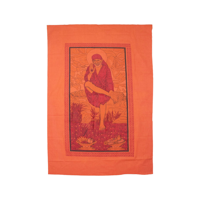 Cotton Screen - 66 x 48 Inches | Sai Baba Printed Curtain for Pooja Room/ Assorted Colour