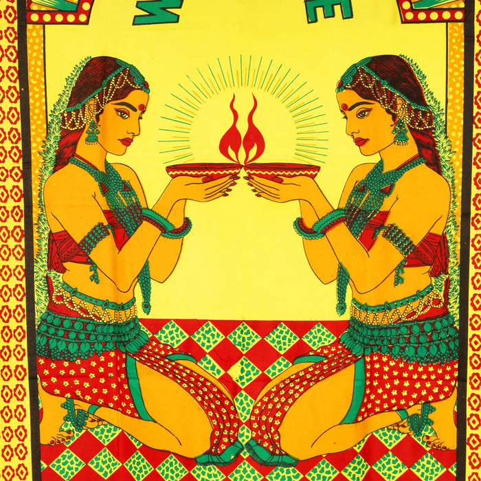 Cotton Screen - 5.5 x 4 Feet | Welcome Curtain for Pooja Room - Deity Curtain