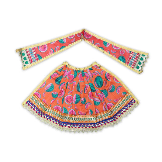 Devi Dress – 7.5 Inch | Traditional Mata Rani Poshak / Amman Pavadai / Lehenga Patka for Deities - Devi Dress