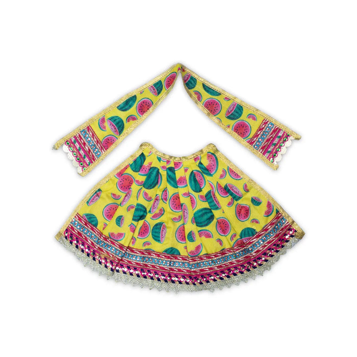 Devi Dress – 7.5 Inch | Traditional Mata Rani Poshak / Amman Pavadai / Lehenga Patka for Deities