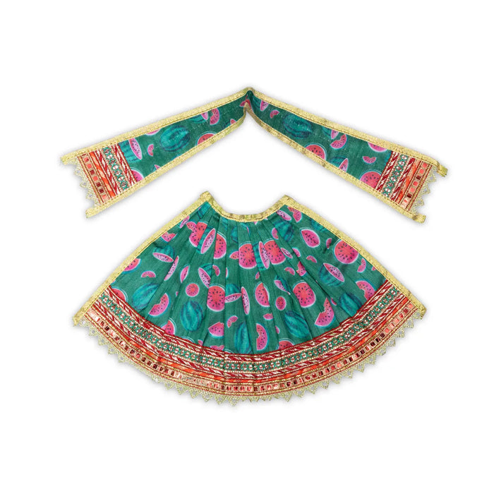 Devi Dress – 7.5 Inch | Traditional Mata Rani Poshak / Amman Pavadai / Lehenga Patka for Deities