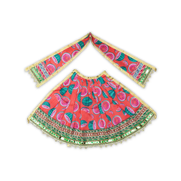 Devi Dress – 7.5 Inch | Traditional Mata Rani Poshak / Amman Pavadai / Lehenga Patka for Deities