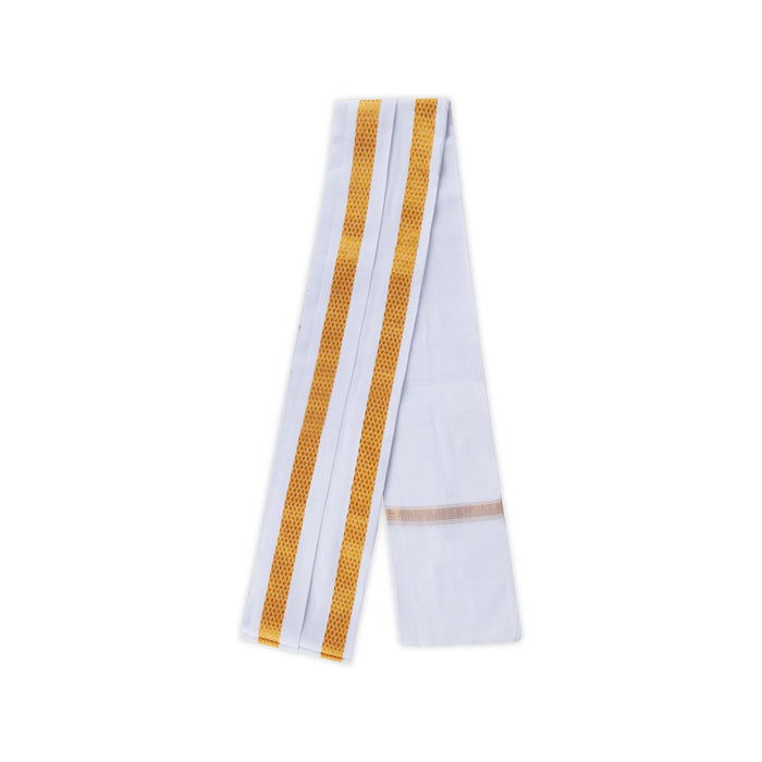 Towel - 27 x 54 Inches | White Angavastram/ Jari Border Design Thundu/ Gamcha/ Kasavu Shawl for Men - Shawls & Towels