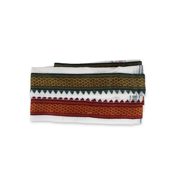 Towel - 3 Yards | Thalapathi Border Angavastram/ Polyester & Half White Colour Thundu/ Kasavu Shawl for Men - Shawls & Towels