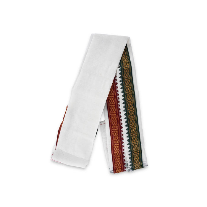 Towel - 3 Yards | Thalapathi Border Angavastram/ Polyester & Half White Colour Thundu/ Kasavu Shawl for Men - Shawls & Towels