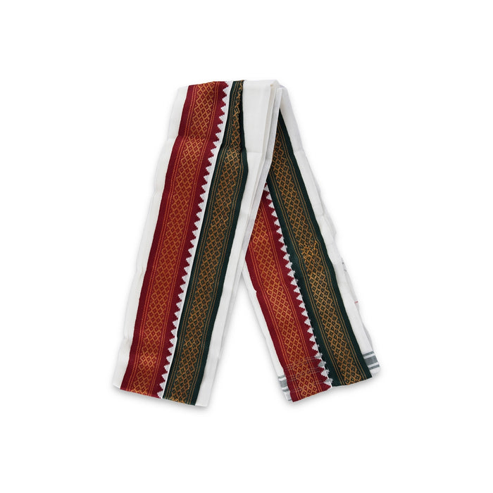 Towel - 4 Yards | Thalapathi Border Angavastram/ Polyester & Half White Colour Thundu/ Kasavu Shawl for Men - Shawls & Towels