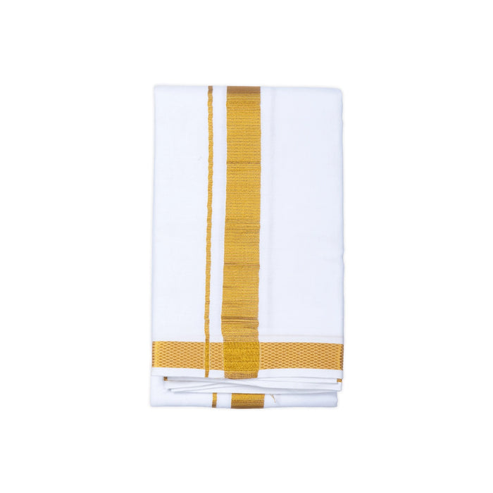 Angavastram - 2 Mtrs | Jari 30K Border Kasavu Shawl/ White Colour Towel/ Gamcha/ Thundu