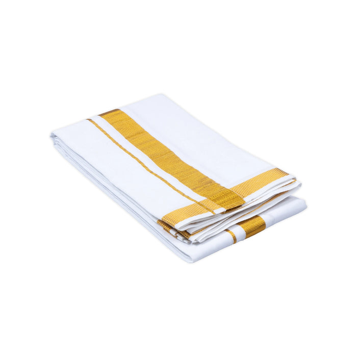 Angavastram - 2 Mtrs | Jari 30K Border Kasavu Shawl/ White Colour Towel/ Gamcha/ Thundu