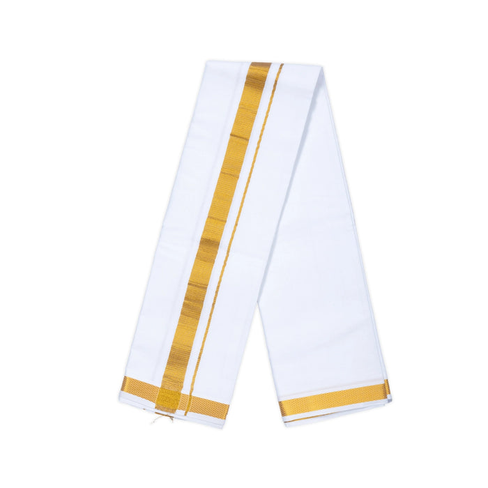 Angavastram - 2 Mtrs | Jari 30K Border Kasavu Shawl/ White Colour Towel/ Gamcha/ Thundu