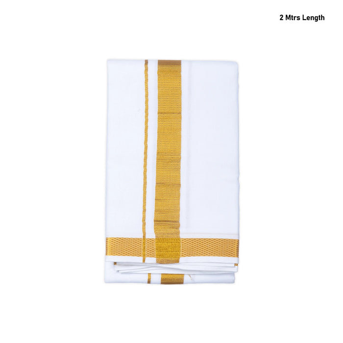 Angavastram - 2 Mtrs | Jari 30K Border Kasavu Shawl/ White Colour Towel/ Gamcha/ Thundu