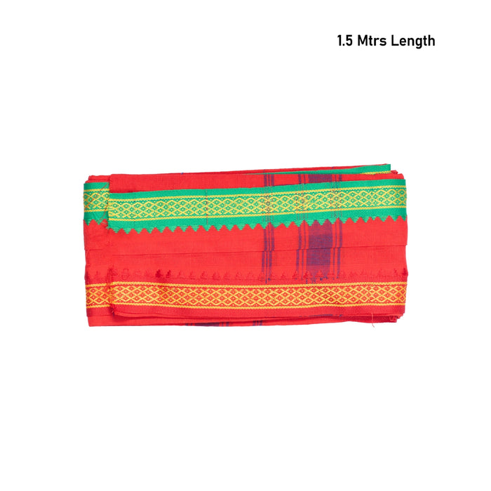Angavastram - 1.5 Inches | Red Colour Towel/ Gamcha/ Thundu/ Kasavu Shawl For Men