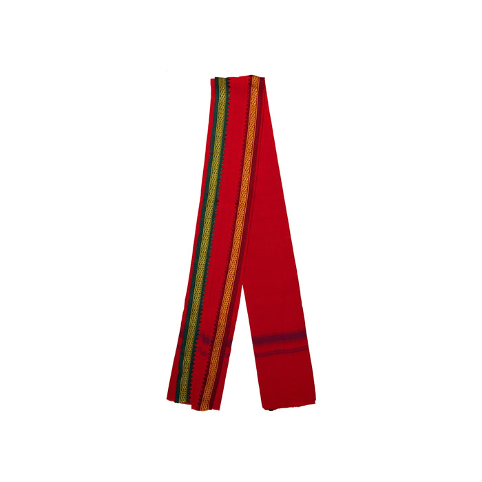 Angavastram - 1.5 Mtrs | Red Colour Thundu/ Thalapathi Border Towel/ Traditional Gamcha For Men