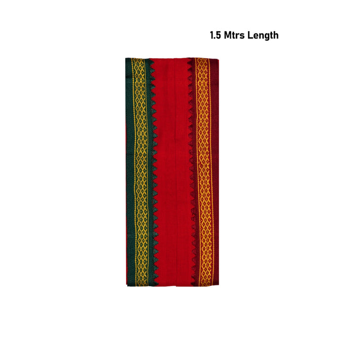 Angavastram - 1.5 Mtrs | Red Colour Thundu/ Thalapathi Border Towel/ Traditional Gamcha For Men
