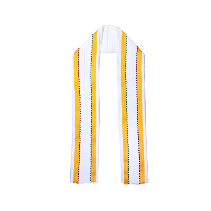 Angavastram - 1.8 Mtrs | White Colour Thundu/ Jari 30K Border Gamcha/ Kasavu Shawl