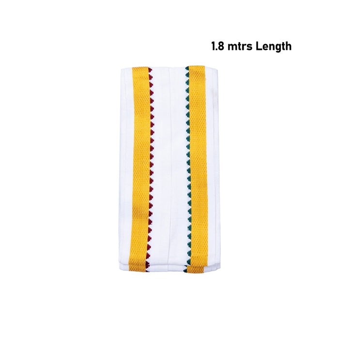 Angavastram - 1.8 Mtrs | White Colour Thundu/ Jari 30K Border Gamcha/ Kasavu Shawl