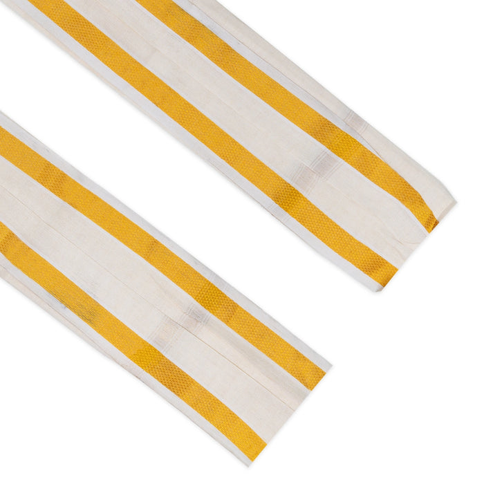 Angavastra - 1.6 Mtrs | Jari Border Design Thundu/ Half White Colour Gamcha/ Kasavu Shawl/ Angavastram for Men