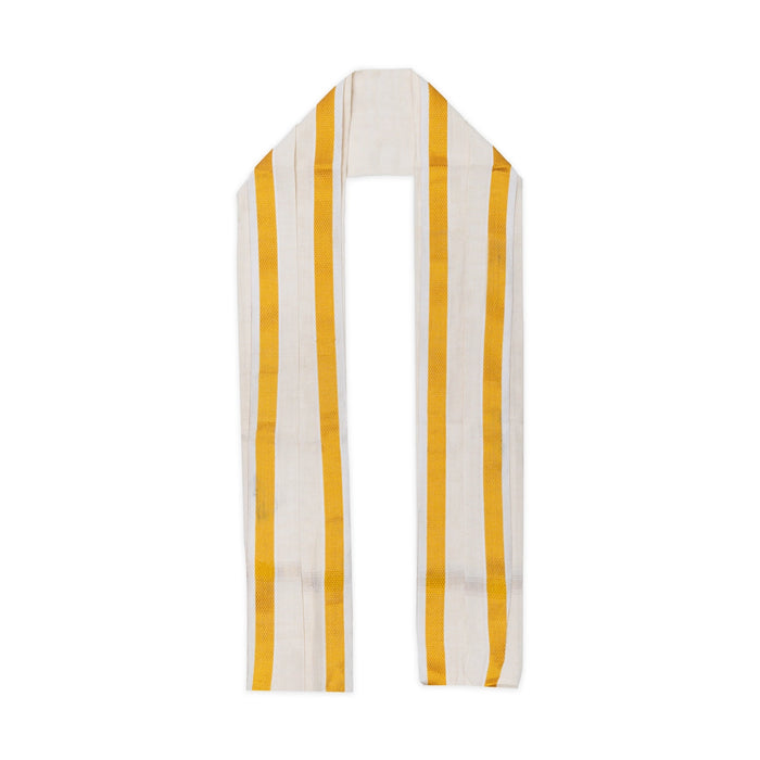 Angavastra - 1.6 Mtrs | Jari Border Design Thundu/ Half White Colour Gamcha/ Kasavu Shawl/ Angavastram for Men