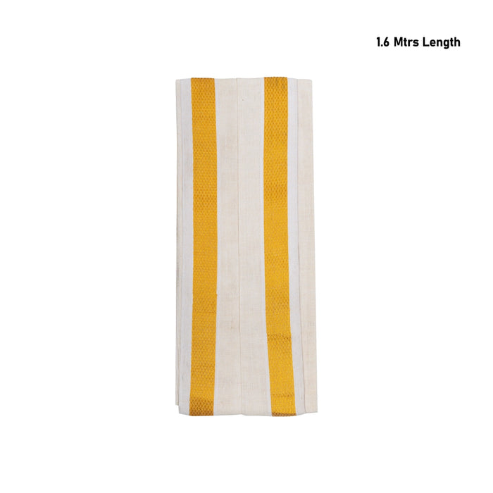 Angavastra - 1.6 Mtrs | Jari Border Design Thundu/ Half White Colour Gamcha/ Kasavu Shawl/ Angavastram for Men