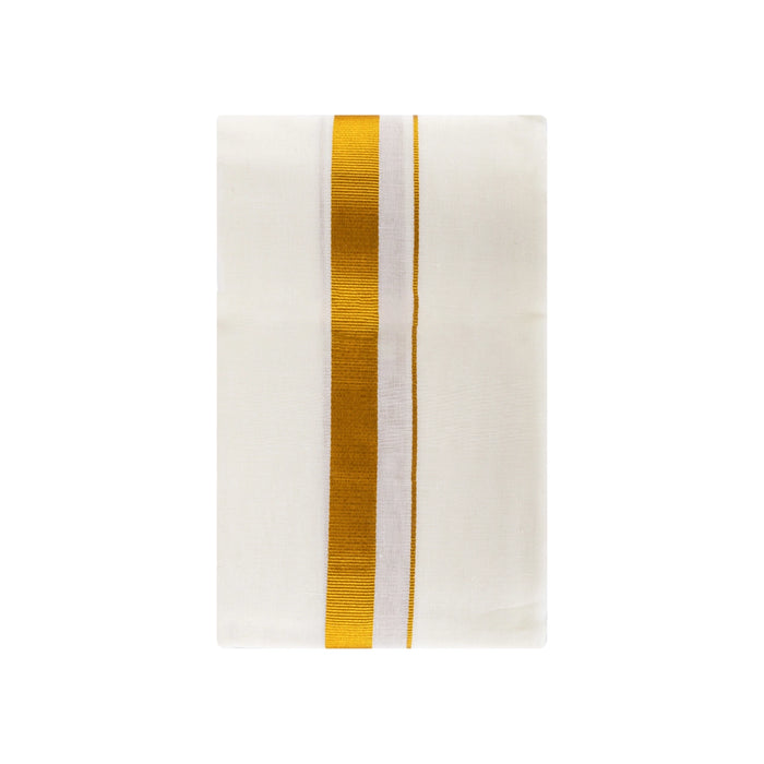 Angavastram - 1.8 Mtrs | Half White Colour Thundu/ Vip Jari 60k Border Towel/ Gamcha/ Kasavu Shawl For Men