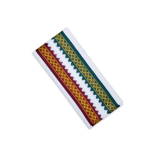 Towel - 3 Yards | Thalapathi Border Angavastram/ White Gamcha/ Thundu For Traditional Dressing - Shawls & Towels