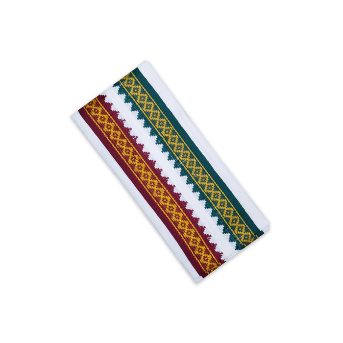 Towel - 3 Yards | Thalapathi Border Angavastram/ White Gamcha/ Thundu For Traditional Dressing - Shawls & Towels